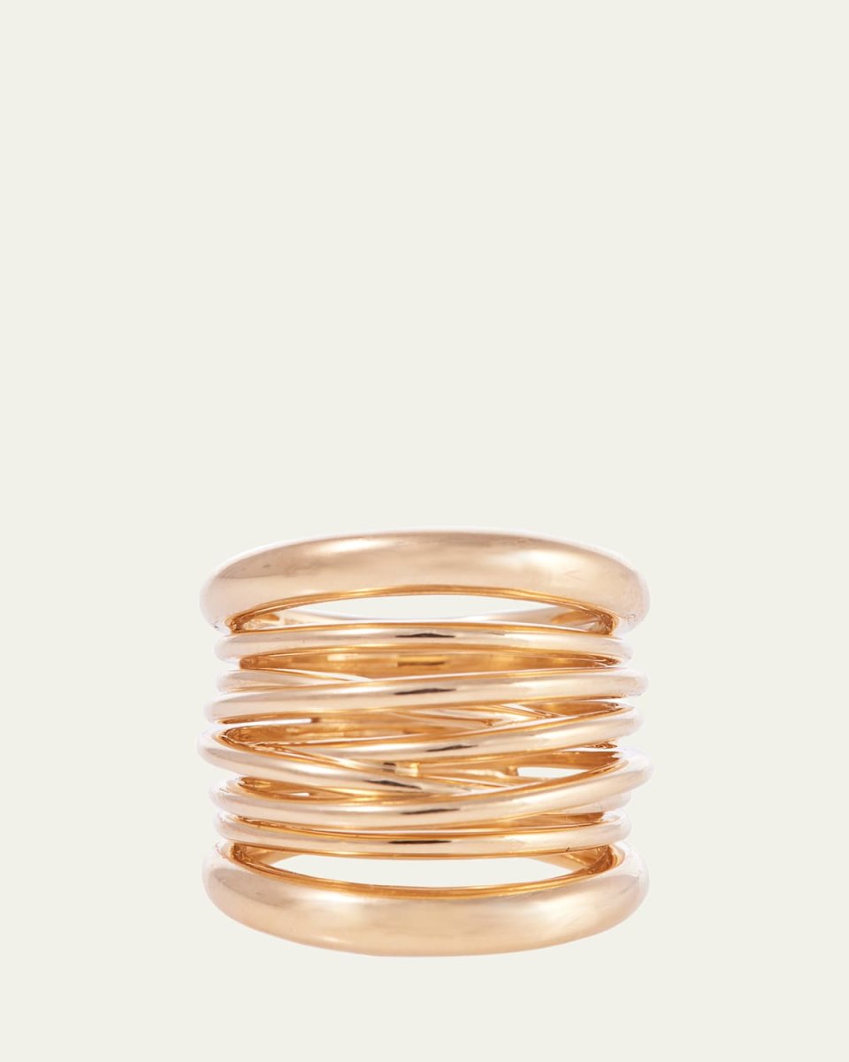 18K Yellow Gold Tall Scribble Ring, Size 7